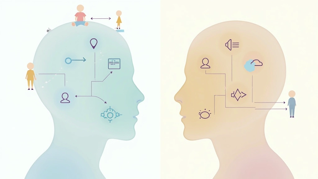 Comparison diagram showing two leadership mindsets side by side with contrasting approaches to challenges and growth