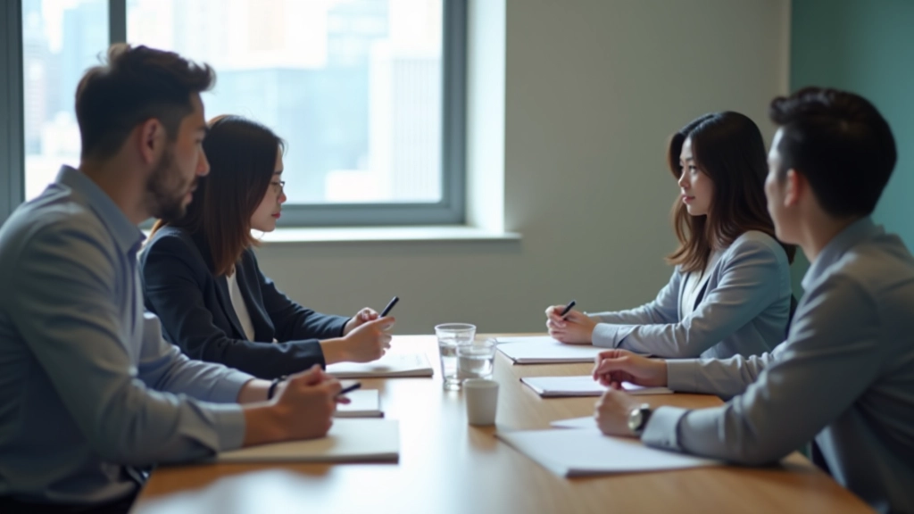 Professional team discussion in modern meeting room